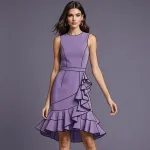 sleeveless purple dress with ruffled hem image